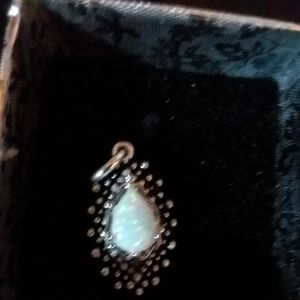 Silver Plated Light Blue Opal Pendant
